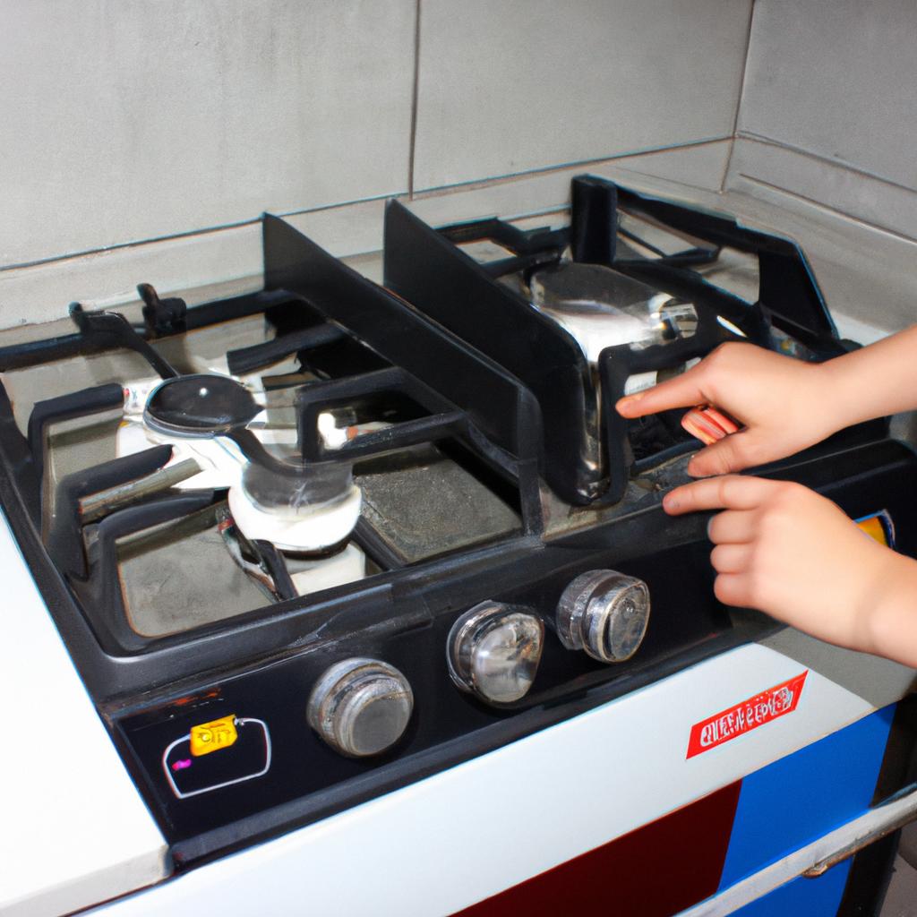Person inspecting gas appliances