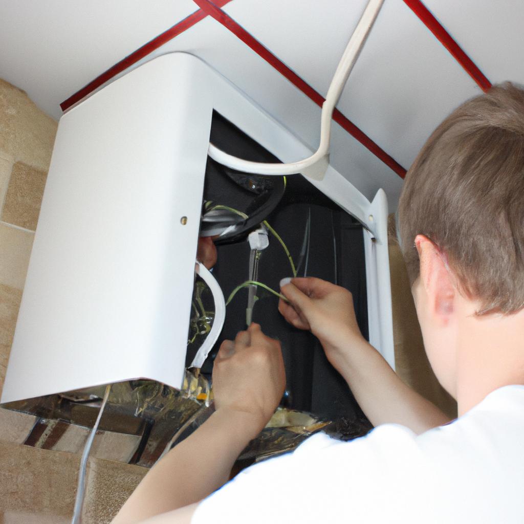 Person installing insulation on appliances