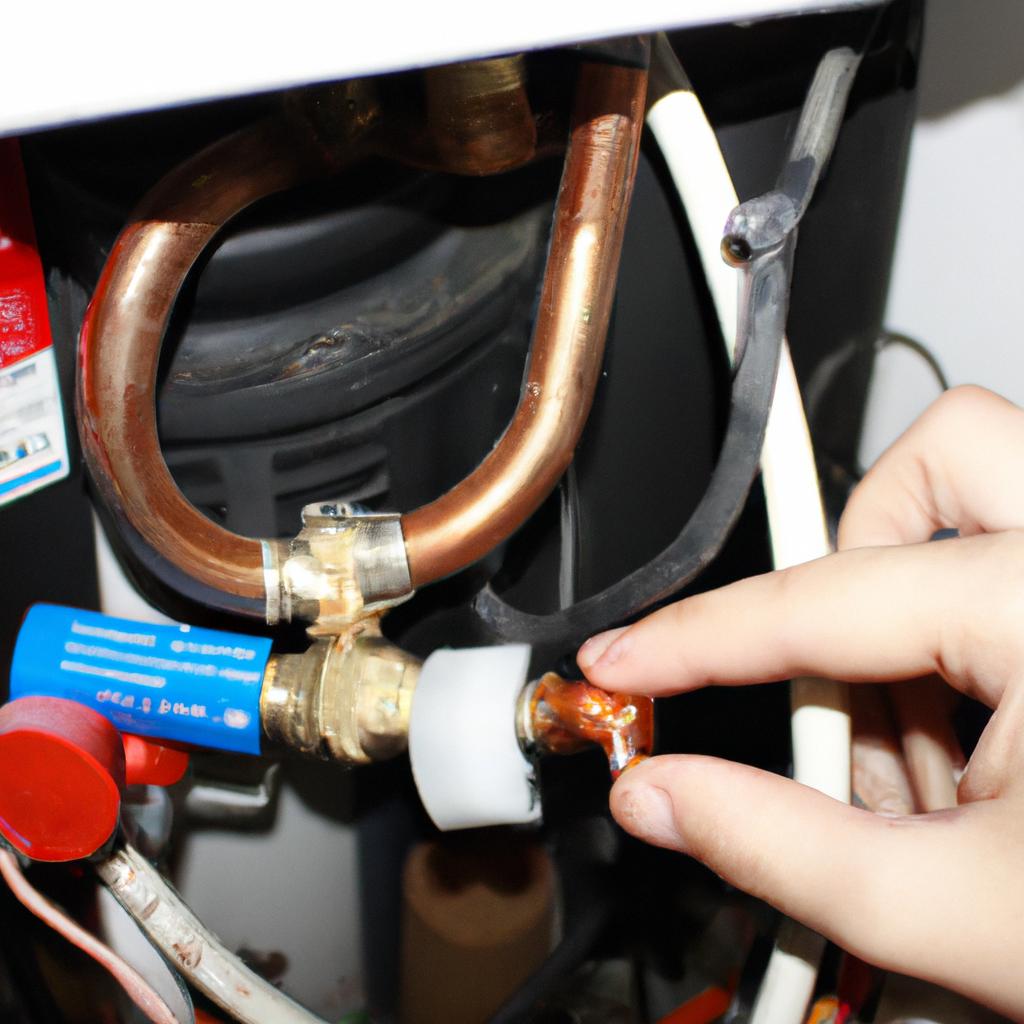 Person inspecting gas appliance maintenance