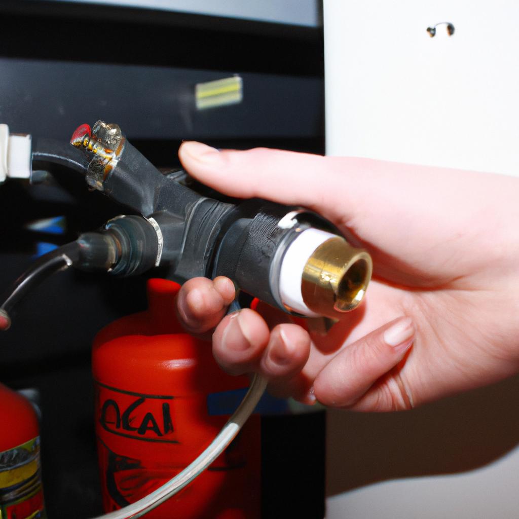 Person inspecting gas appliance safety